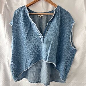 Aerie Textured Blue denim Sleeveless Blouse